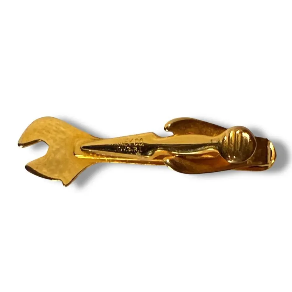 Vintage Kinney Co. Tie Clip Mens Crescent Gold Tone Crescent Wrench